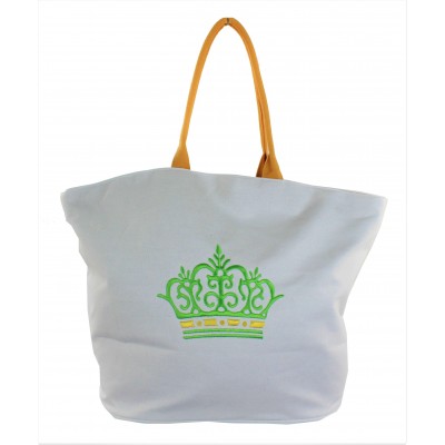 9211- WHITE CROWN CANVAS TOTE BAG